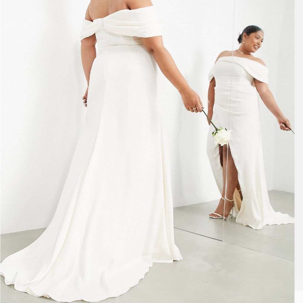ASOS EDITION Beatrice bardot drape wrap wedding dress